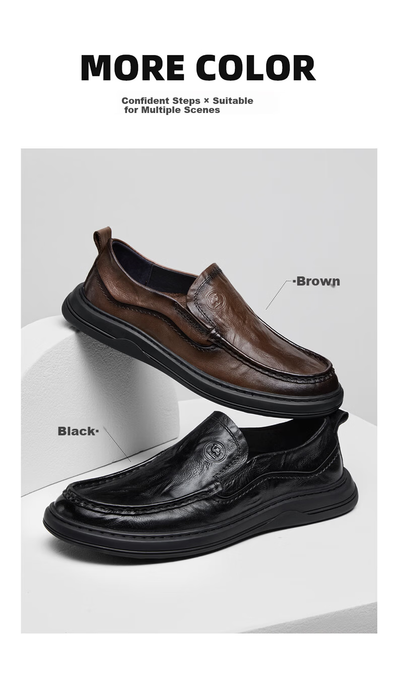 CAMEL Business Men's Soft Sole Comfortable Cowhide Casual Shoes Dad Shoes P16S155007 Black 41 2