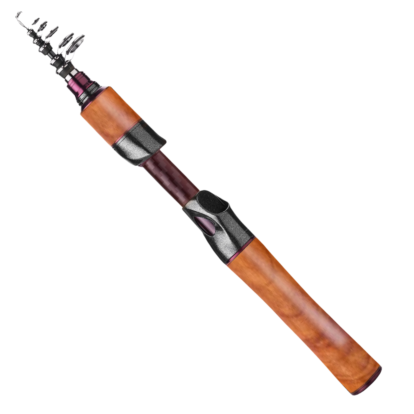 Guangwei Swordman Telescopic 26cm Mini Travel Portable Lure Rod Set with Cliff Cypress Wood Handle 1.5UL + Guangwei Fishing Reel
