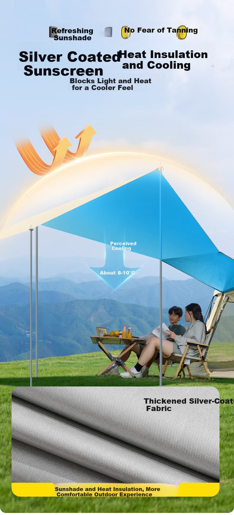 Camel Camping Tent Outdoor Foldable Portable Picnic Sunshade Canopy Octagonal Tent Full Camping Gear 7