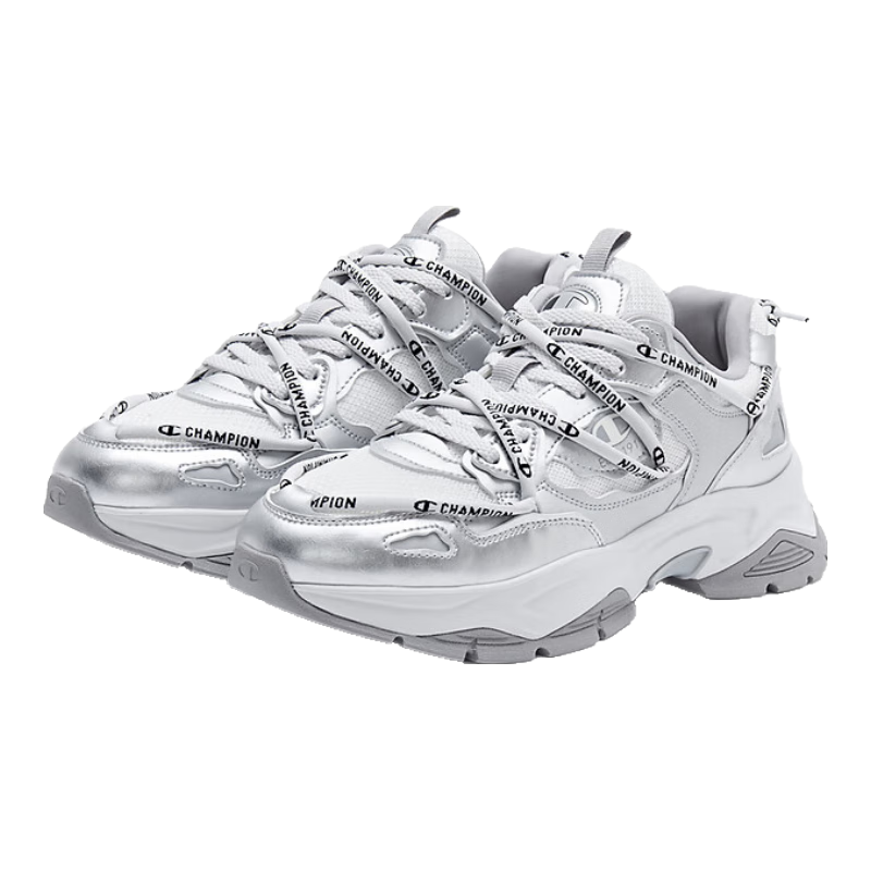 Champion American Dad Shoes for Women And Men, Casual Fashion Korean-Style Thick-Soled Height-Increasing Dad Shoes 24FWC12 Silver