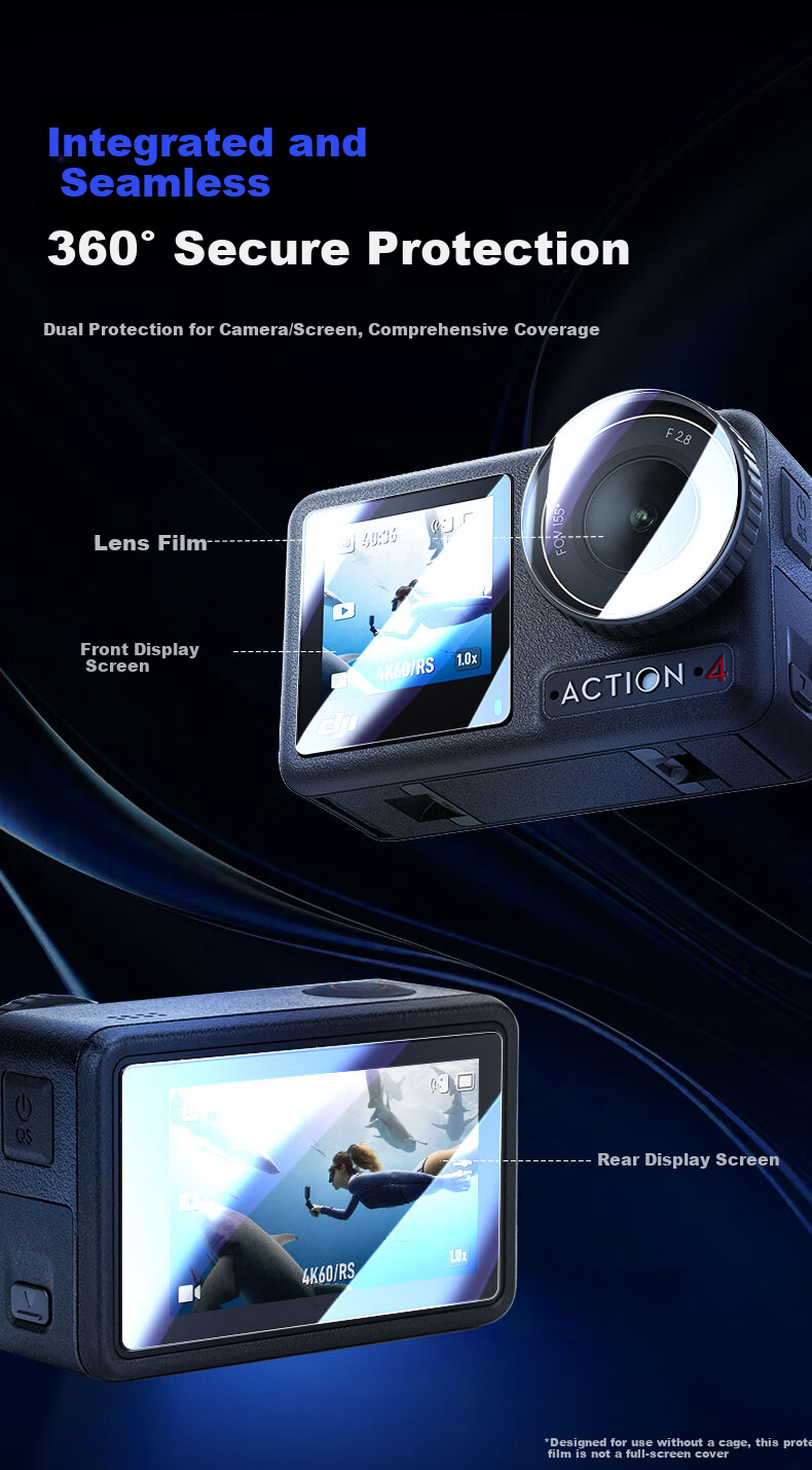 JJC Tempered Glass Screen Protector and Lens Film for DJI Action 5 Pro Osmo Sports Camera Accessories 2