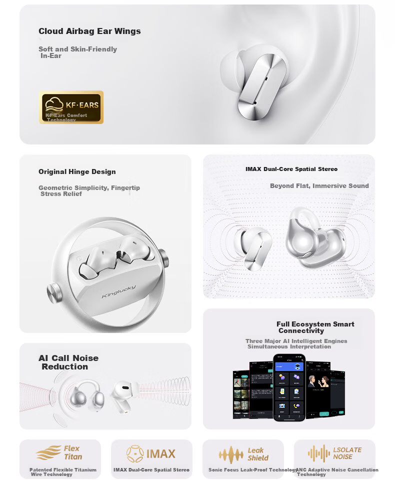 Jinyun 2026 Latest AI Noise-Cancelling Dual Bluetooth Earbuds In-Ear Clip-On Two-in-One Deep Active Noise Cancellation Long-Lasting Comfortable A30s 8