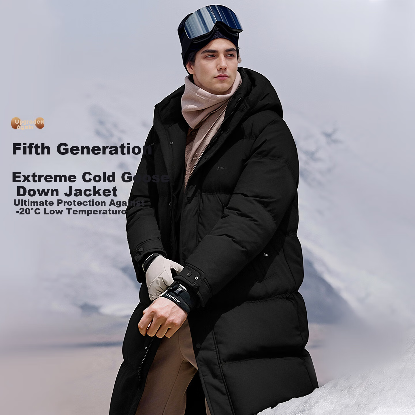 Shanshan Long Goose Down Winter Men's Down Jacket Double Warmth Three-Proof Hooded Windproof Temperature Lock Long Thickened