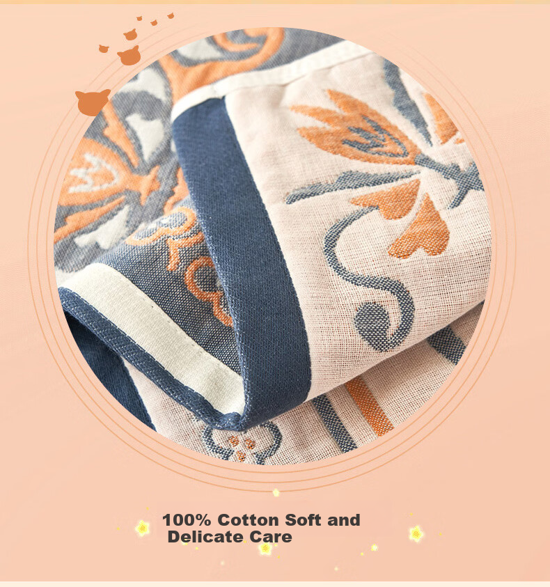 MUJI A-Class 100% Cotton Four-Layer Gauze Pillowcase Summer Non-Slip Pure Cotton Pillow Cover Single Pack 52*78cm Royal Noble - Off-White 3