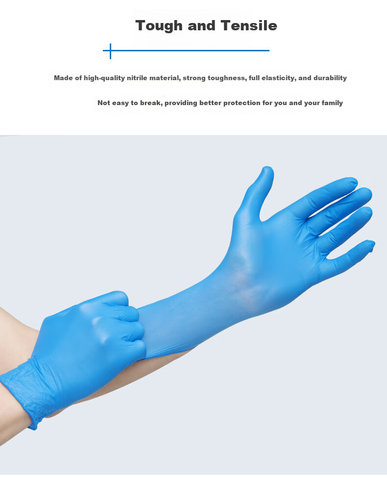 INTCO Disposable Nitrile Gloves Wear-Resistant Industrial Labor Protection 100pcs/Box Blue Small Size S 3