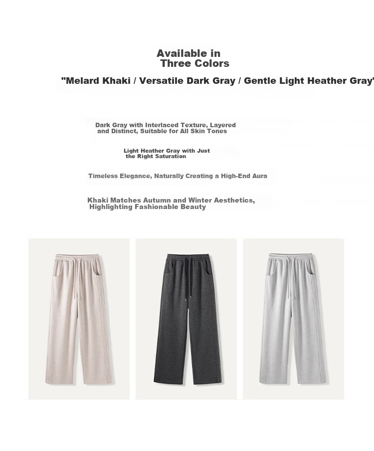 Baleno Herringbone Wide-Leg Pants Women Spring Autumn 2026 New Woolen Split Pants Casual Straight Narrow Trousers 5