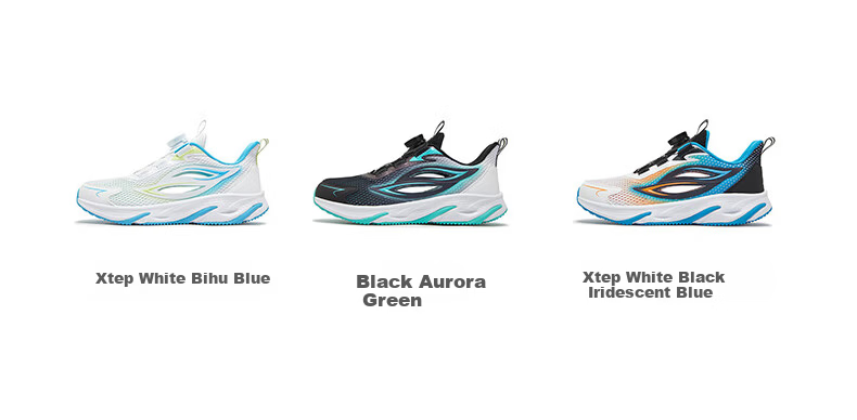 XTEP Children's Shoes Boys' Big Kids Mesh Leather Shock-Absorbing Rotating Buckle Running Shoes XTEP White/black/Colorful Blue 37 5