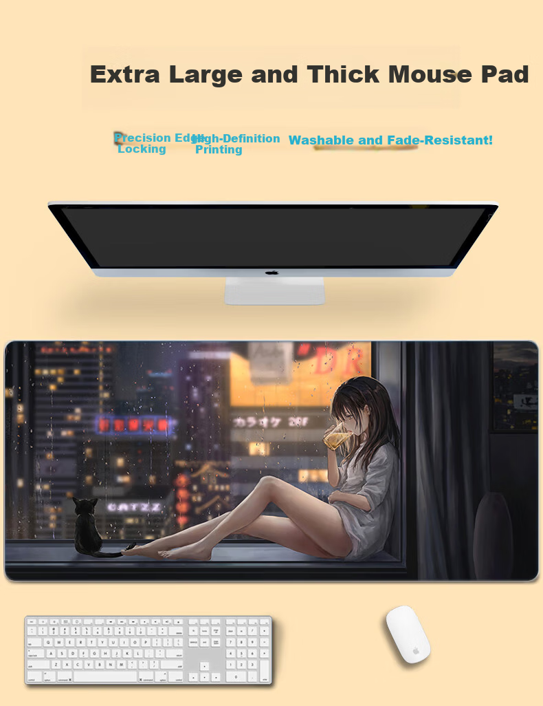 Juyingfeng Large Mouse Pad for Office, Gaming, Motivation, Creative Desk Mat with Locked Edges, Non-Slip, Washable Keyboard And Computer Pad 900*400*2mm Cloud Mist Landscape 1