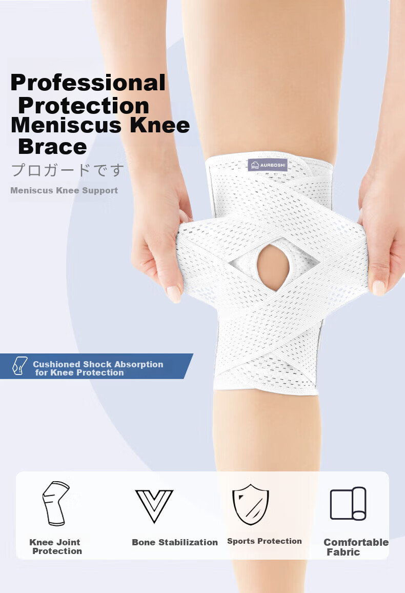 AURBOSHI Japanese Sports Knee Brace for Medical Meniscus Ligament Patella Injury, Specially Designed for Men And Women, Suitable for Running, Hiking, And Badminto 1