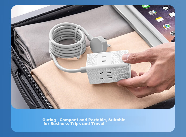 Sushiermo 2-Prong Plug 2-Socket Power Strip, 3 Outlets 2U1C 1.5m Multifunctional Travel Power Strip for Japan/Thailand/Philippines Two-Prong Extension Cord 10