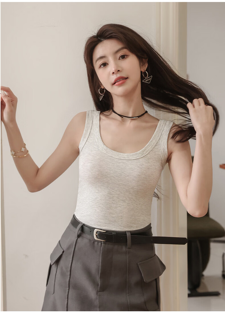 Langsha Youkesi Women's Summer Ice Silk Slim Fit Camisole with Chest Pad, Thin Mulberry Silk Tank Top, Innerwear or Outerwear, Beautiful Back Design 26