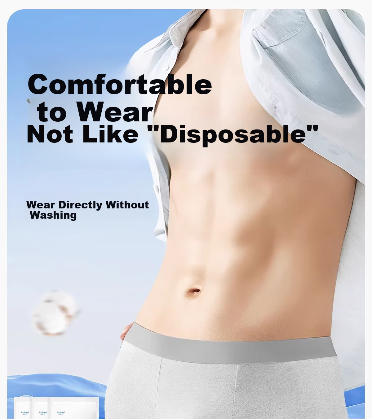 Deanqi Medical Disposable Cotton Boxer Briefs Sterile Individually Packaged Men's Travel Wash-Free Daily Use L 3