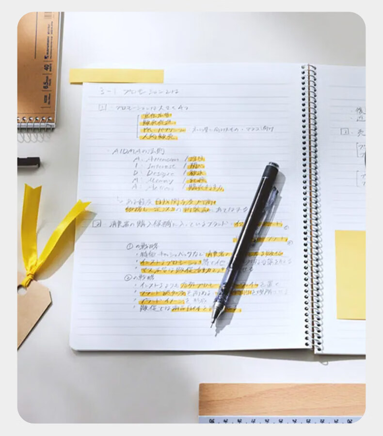 MARUMAN A4 Coil Notebook Spiral Kraft Paper Notebook Student Error Correction Exam Prep Notebook [A4 Coil Notebook - 5mm Grid] 40 Pages 8