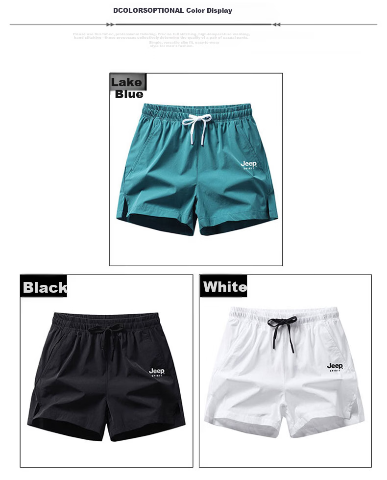 JEEP SPIRIT Men's Summer Loose Thin Solid Color Casual Fitness Outdoor Sports Five-Point Ice Silk Shorts 2