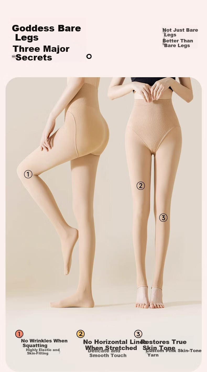 Langsha Women's Thin High-Waist Shaping Anti-Snag Sheer Tights Butt-Lifting Bare-Leg Effect Wire-Free Glossy Pantyhose 3