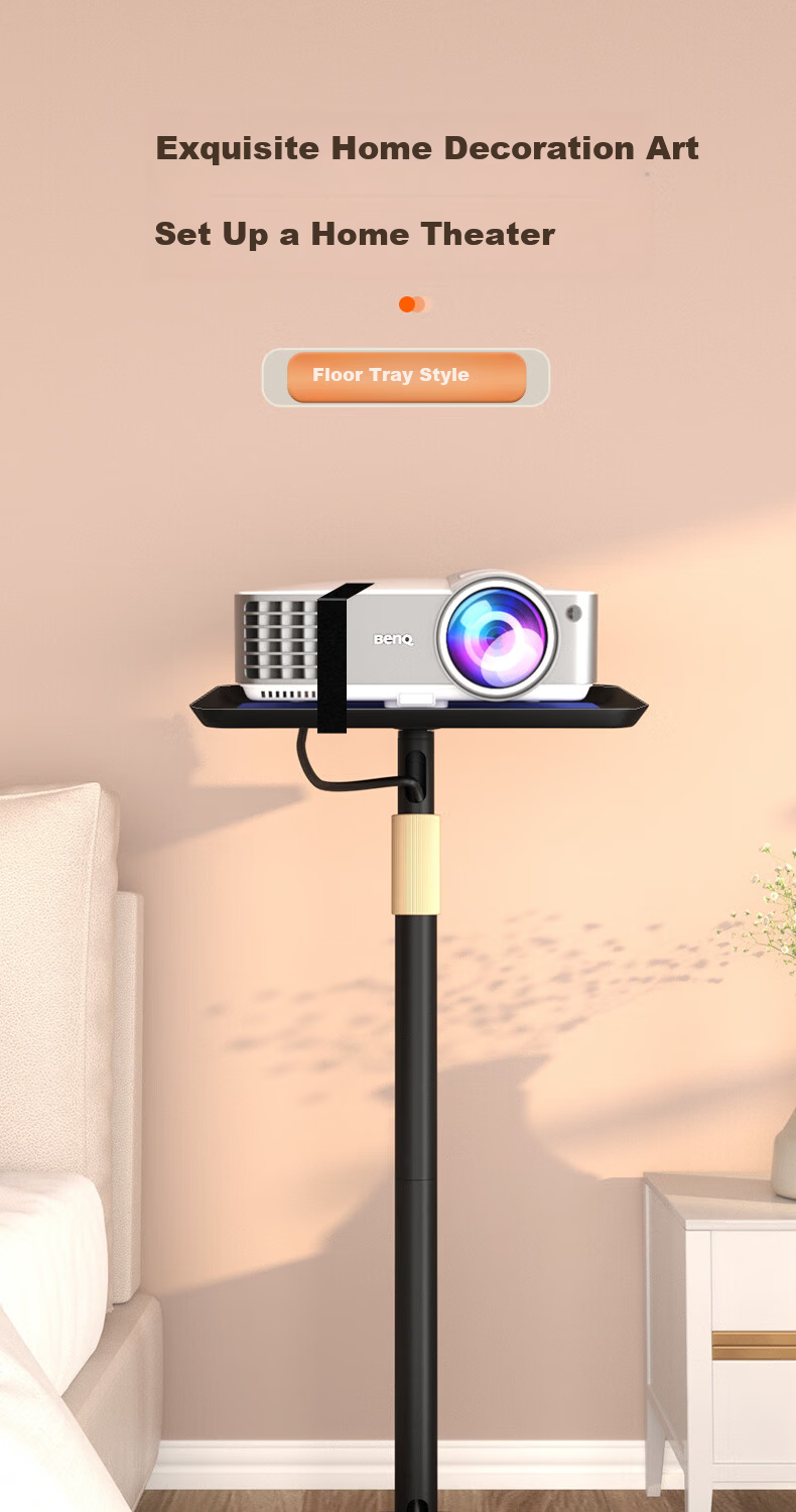 CINE Projector Floor Stand Mobile Lift Bedside Shelf for XGIMI, JmGO, Dangbei, Xiaomi, Epson, BenQ Projector Storage Rack PB16T 1