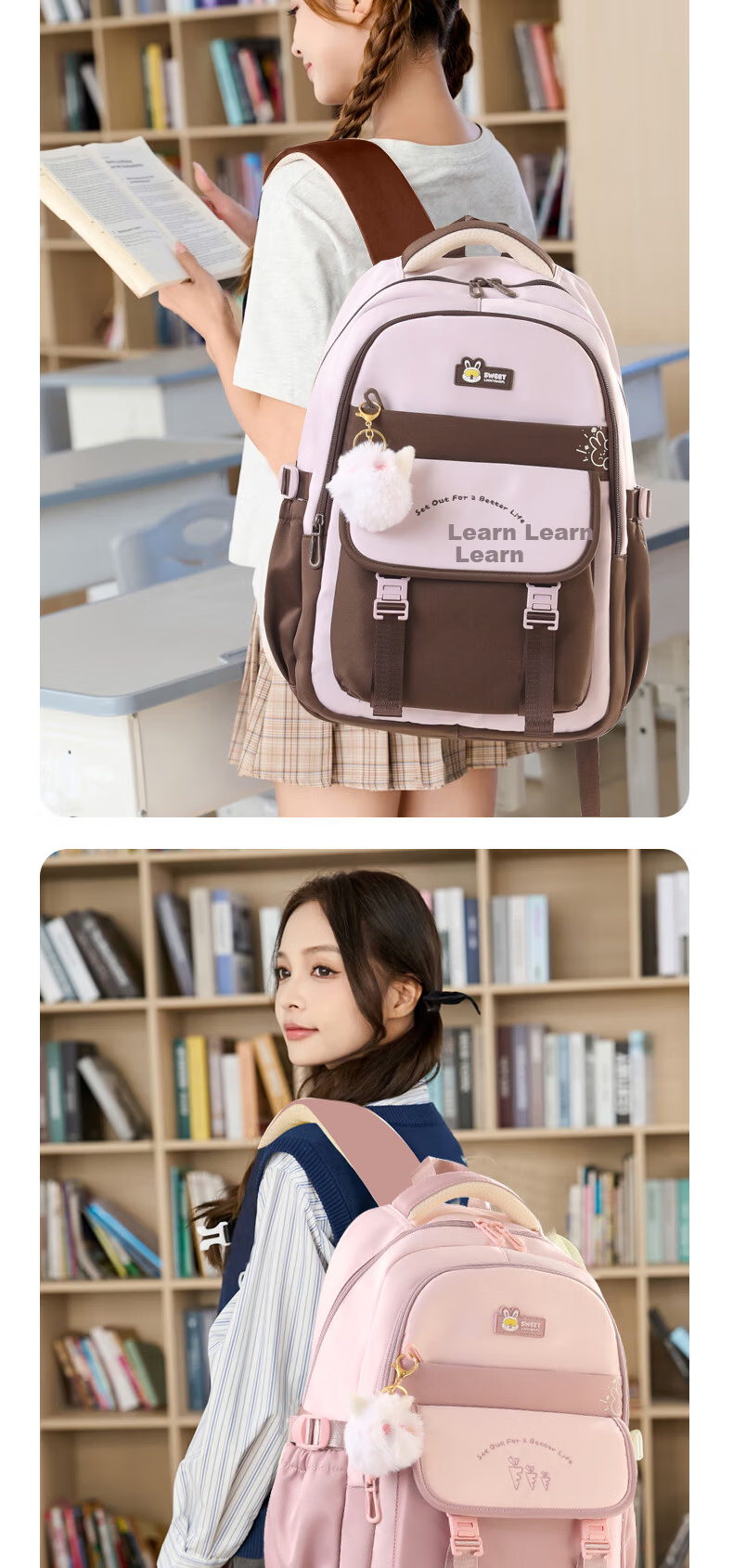 Anyshine Elementary School Backpack for Girls High-Value Large Capacity Lightweight Shoulder Bag for 4th-6th Grade Junior High Students 10