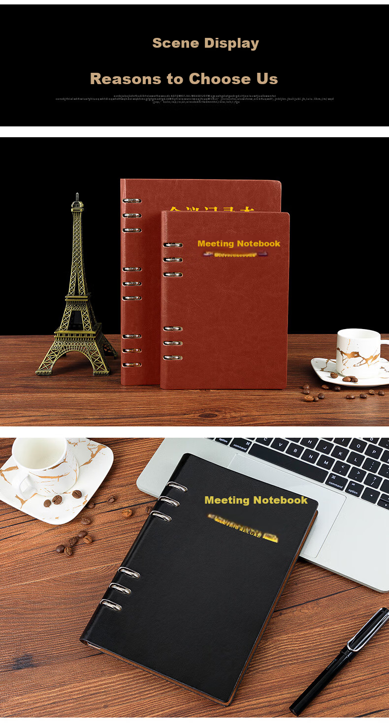 Langjie Thickened Meeting Notebook 96 Pages Large B5 Leather Cover Work Log Customizable Stationery 8