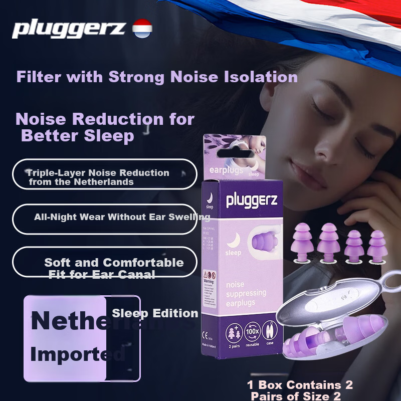 Pluggerz Dutch Imported Noise Reduction Earplugs Sleep Noise Cancelling Silicone Industrial Earplugs for Adults Work Study Anti-Snoring