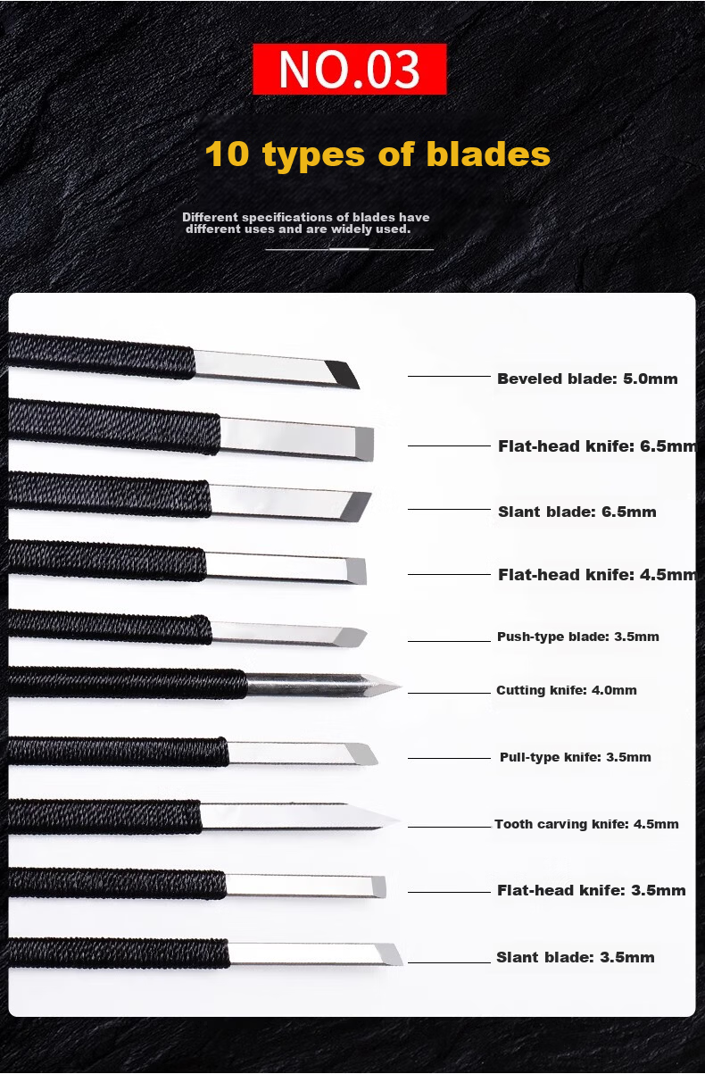 Chengyang Hand Carving Knife Set Tungsten Steel Hard Alloy Seal Engraving Stone Carving Tool Stamp Pen Micro Carving Knife 8