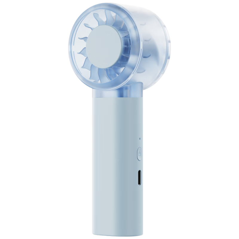 JD Jingzao Mini Pocket Handheld Transparent Fan Blue Portable Camping Small Electric Fan Rechargeable for Dormitory Outdoor