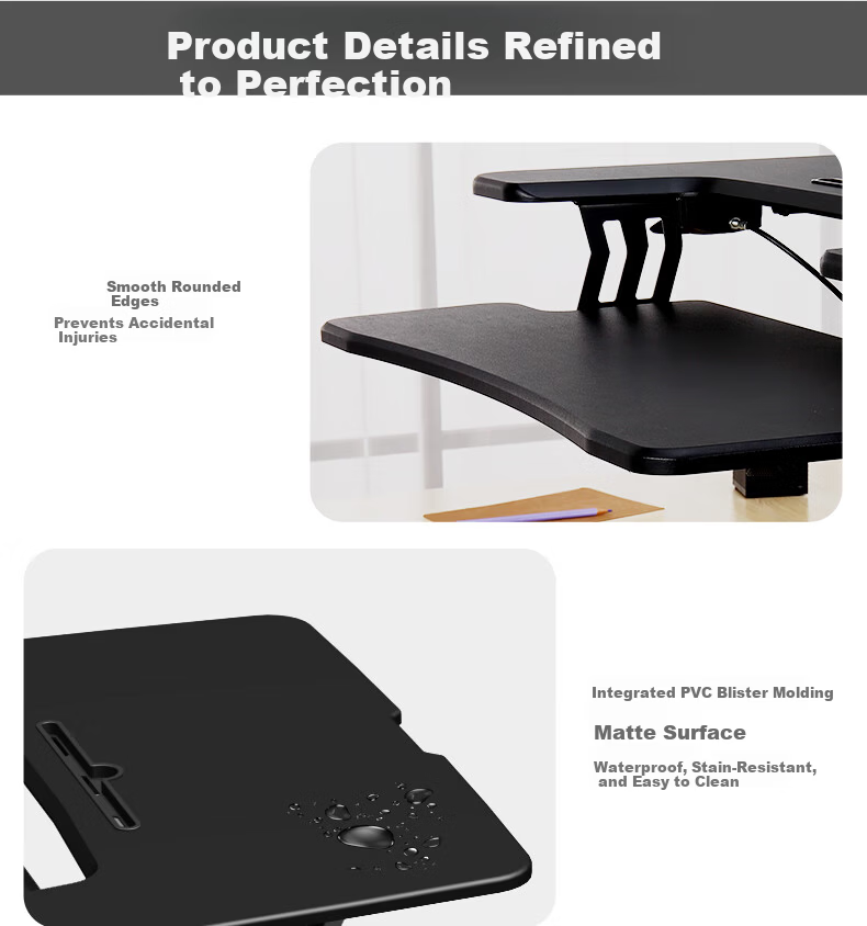 ECOLUS Height Adjustable Desk, Computer Desk, Standing Desk with Lift Support, Dual-Layer Workstation for Standing Office Use, LST05BK 19
