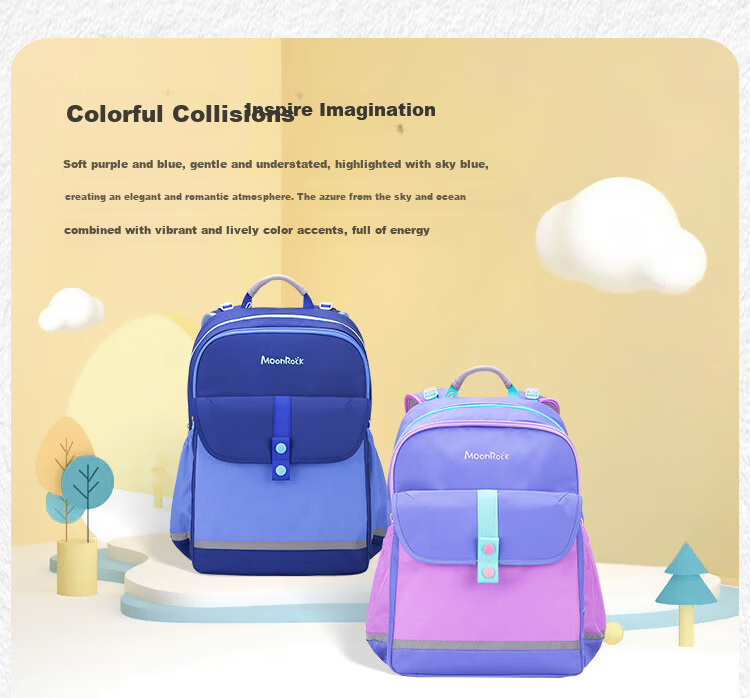 MoonRock Primary School Children's Ergonomic Backpack for Grades 3-5 Boys and Girls Large Capacity Dark Blue 6