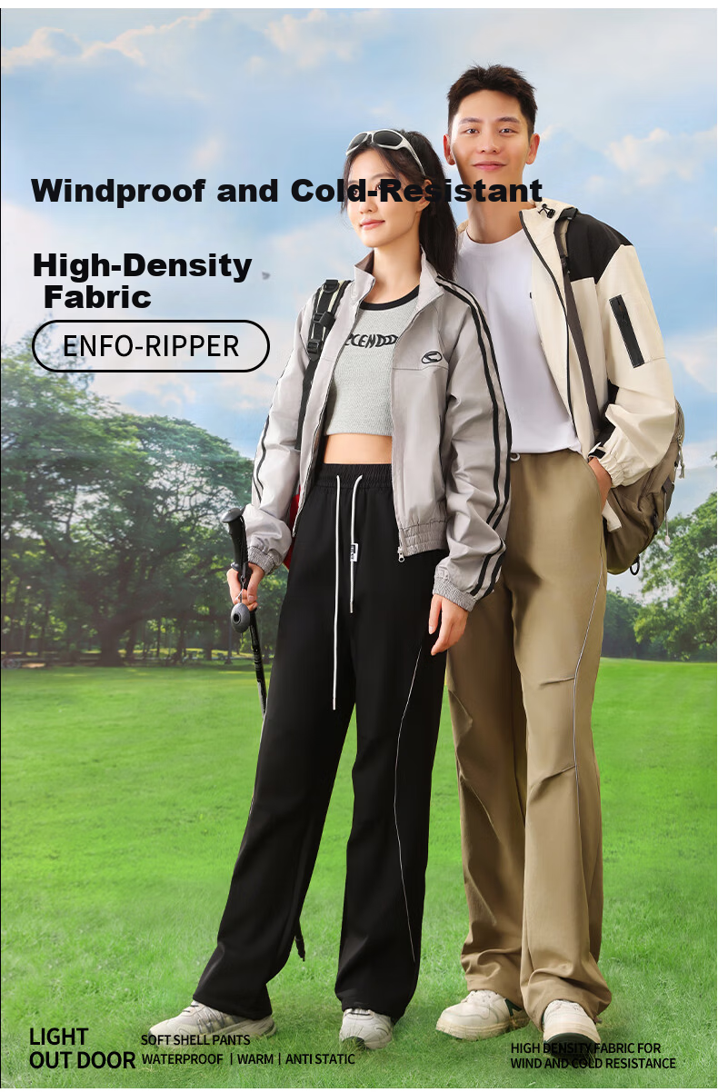 LangSha Softshell Pants Unisex Autumn Winter Fleece Outdoor Skiing Windproof Water-Repellent Cotton Hiking Mountaineering Trousers 3