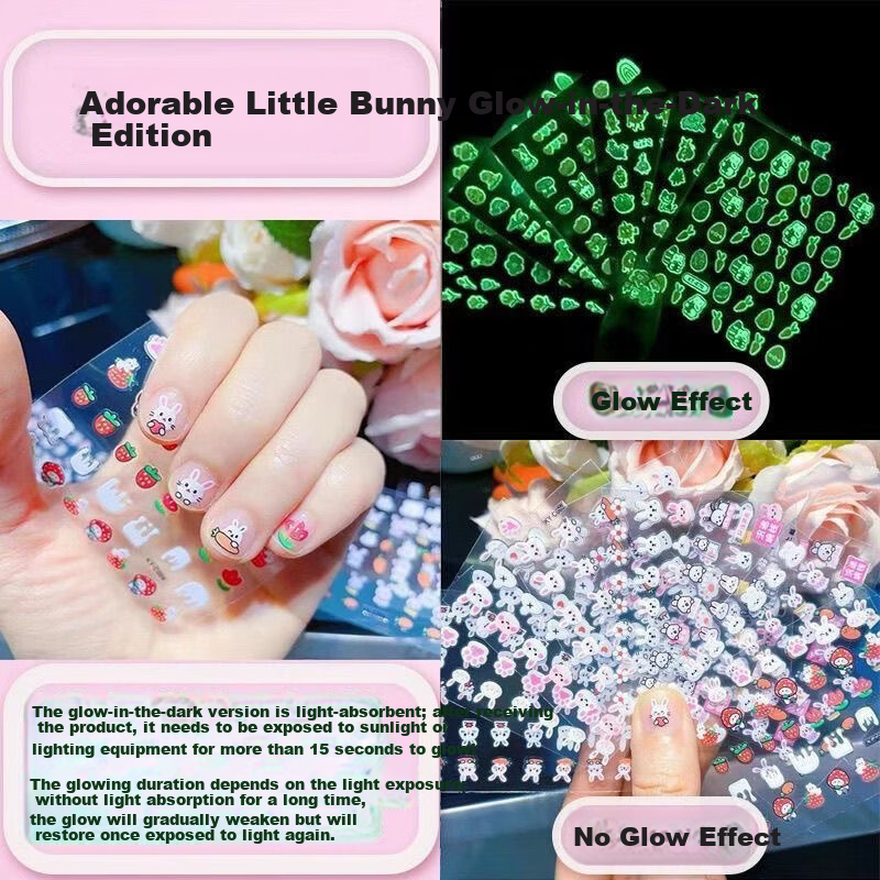 Mili Children's Night Glow Nail Stickers Non-Toxic Waterproof Girls Nail Art 3-6 Years Old Preschool Educational Toy 9