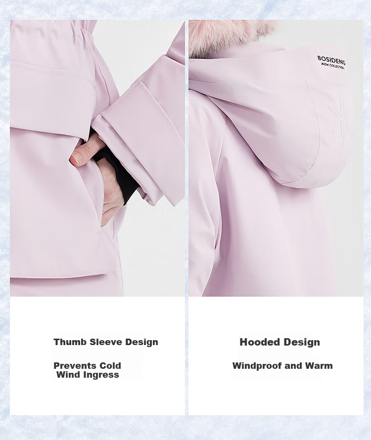 BOSIDENG Off-Season Women's Winter 90% Down Thickened Hooded Slim Short Fashion Sports Warm Jacket 9