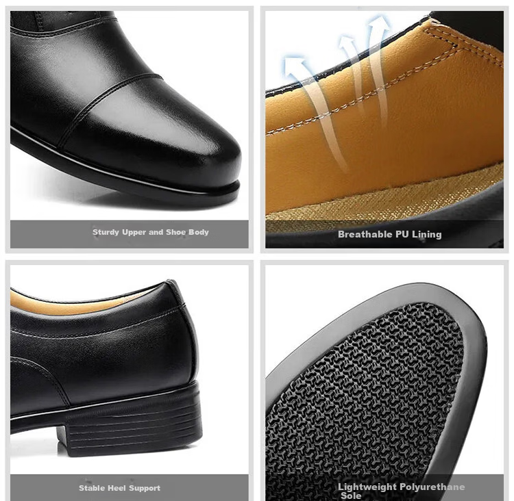 Jihua 35053 Men's Slip-On Formal Leather Shoes Casual Business Officer Black 38 7