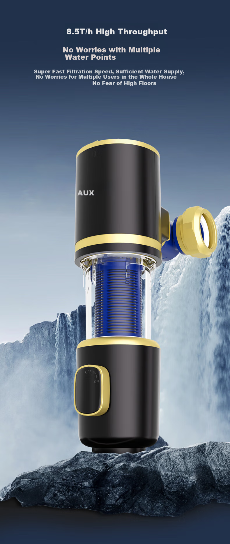 AUX Pre-Filter Universal Installation 10T Backwash Explosion-Proof Lead-Resistant Cold-Resistant Q1pro 9