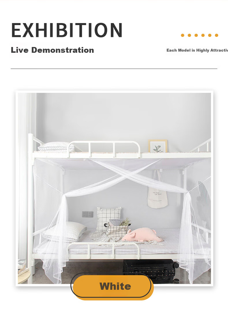 Nanjiren Student Mosquito Net Dormitory Square Top Mosquito Net Single Door 0.9m Bed Anti-Mosquito Net [Suitable for Bunk Beds] 9