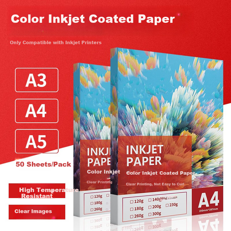 ZHIYIN A4 Coated Paper Inkjet Business Cards Menus Glossy Double-Sided Photo Paper White Card Cover Paper Glossy Photo Paper Color Inkjet 120g