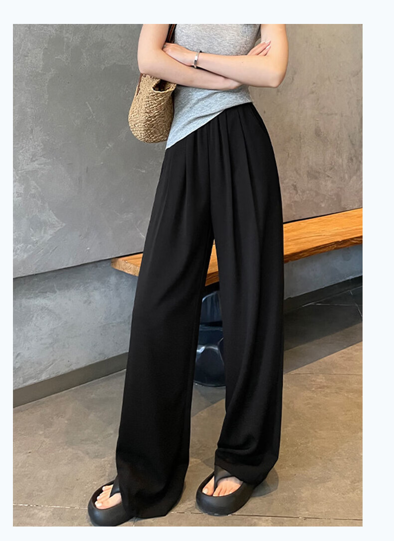 Langsha Women's Ice Silk Wide-Leg Pants Summer Thin Draped Loose Sun-Protective Casual Straight-Leg Yamamoto Style Pants 19