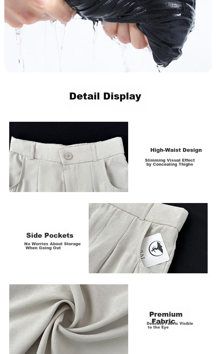 Borui Wide-Leg Milk Puff Yamamoto Pants Women 2026 Summer Thin High-Waist Straight Loose Casual White Suit Trousers 12