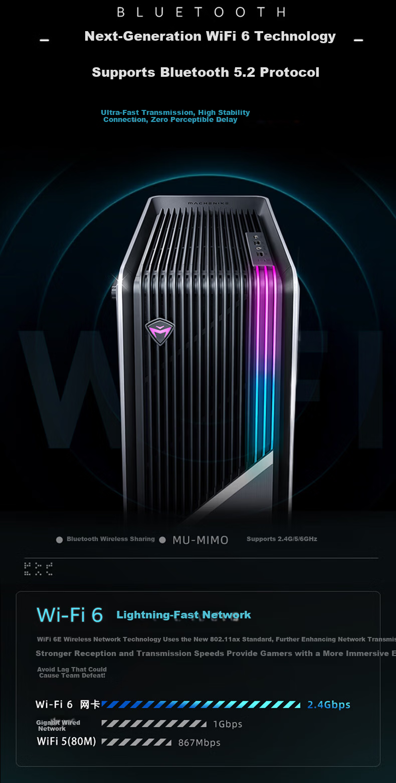 MACHENIKE Dawn High-Performance Gaming Desktop Computer (I7-14700KF, 32GB DDR5, 1TB SSD, RTX5070Ti, 360mm Liquid Cooling) 12
