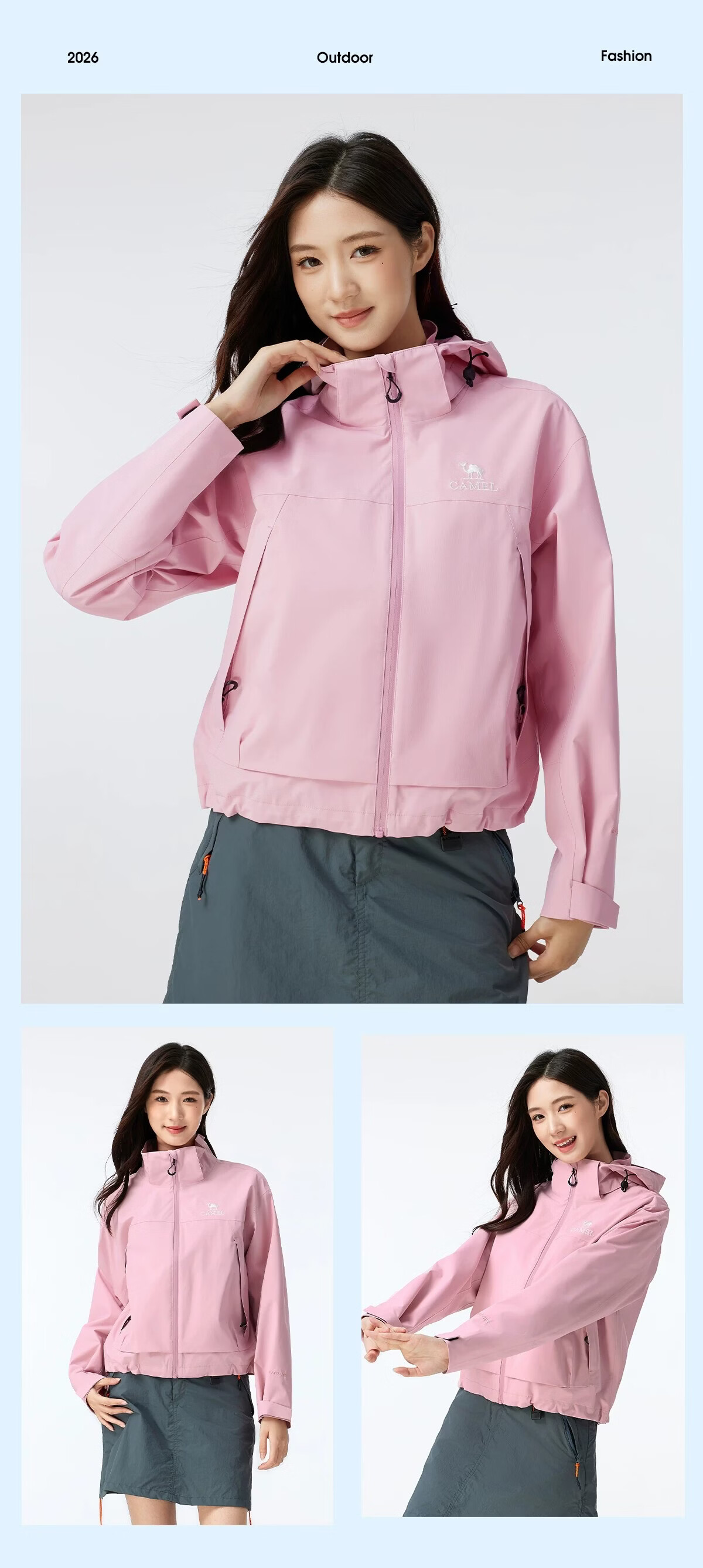 Camel Women's Outdoor New Yellow Short Windproof Waterproof Jacket Unisex Hiking Mountaineering Coat 13