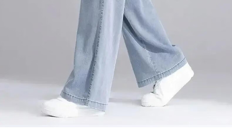 Langsha Women's Straight-Leg Jeans Summer Thin High-Waist Tencel Cool Pants 2026 New Retro Wide-Leg Petite 17