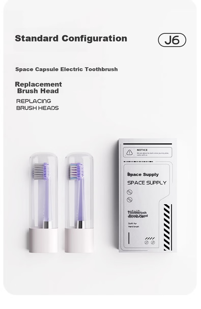 JIMOK Space Capsule Electric Toothbrush J6 Replacement Brush Heads 2-Pack Space Silver (Standard) 4