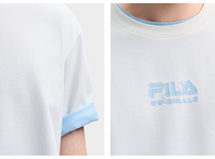 FILA Official Yi Yangqianxi Men's Knitted Short Sleeve Shirt 2026 Summer Casual Loose Cool Round Neck T-Shirt 39