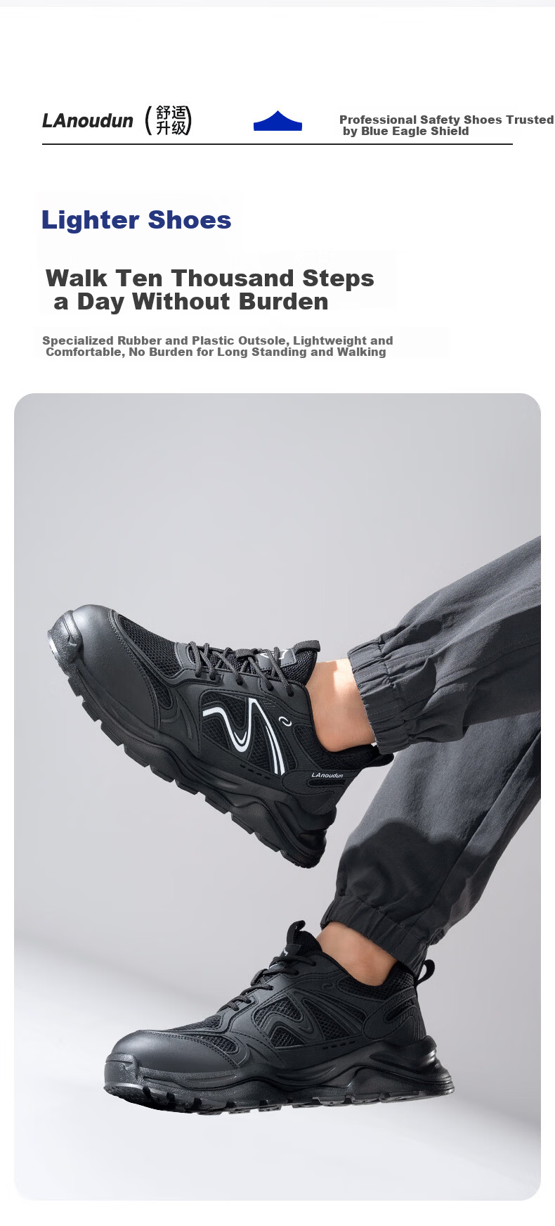 BlueOwl Shield Men's Summer Breathable Lightweight Anti-Smash Steel Toe Anti-Puncture Soft Sole Safety Work Construction Shoes D271 Size 38 4