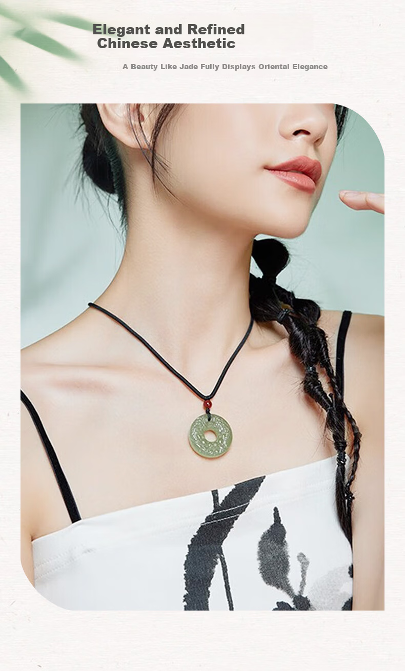 ALLOVE Pixiu Hetian Jade Pendant Unisex Safety Buckle Jade Necklace Birthday 520 Valentine's Day Gift for Girlfriend Wife 8