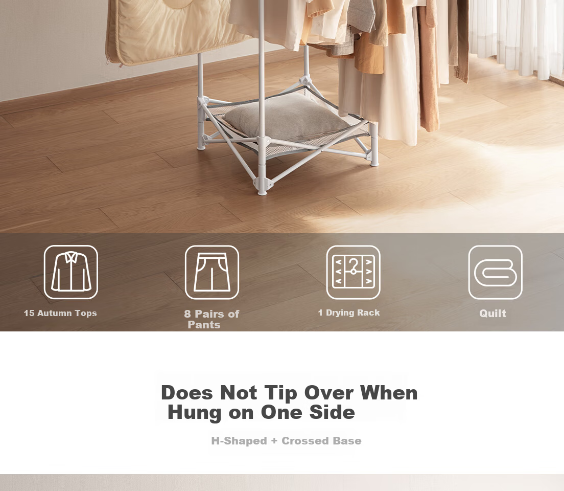 Lazy Corner Foldable Drying Rack Floor Clothes Rack Balcony Telescopic Double Rod Clothes Hanger Quilt Drying Rack Indoor Outdoor Clothes Drying Rack 3