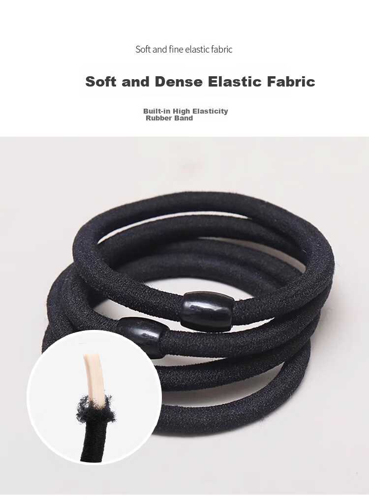 UPLUS Thick High Elastic Hair Ties Durable Simple Hair Bands Rubber Bands 10 Black Pieces 3