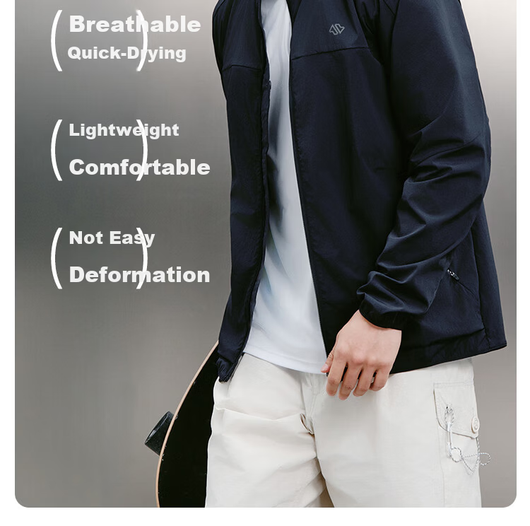 JD Jingzao Men's Sports Jacket Stand Collar Spring Outdoor Running Lightweight Quick-Dry Breathable Top Light Blue 2XL 7