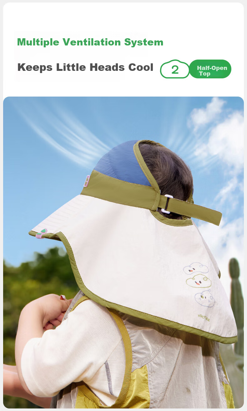 Kocotree KK Tree Kids Sun Protection Hat UV Protection Genuine Yarn Breathable Wide Brim Summer Sun Hat for Boys and Girls 9
