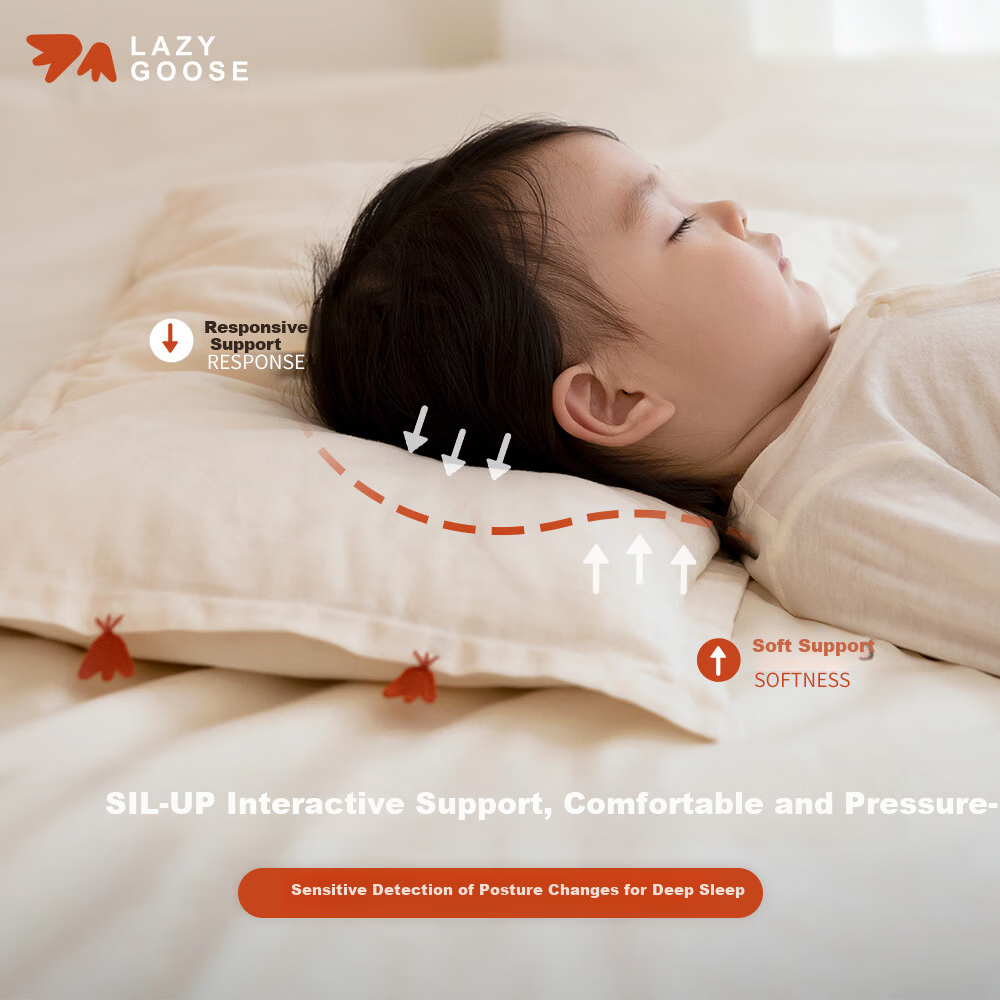LAZY GOOSE Australian Cotton and Silk Pillow for Babies Over 6 Months, Infant Pillow Core for Ages 1-3-6, All-Season Baby Pillow