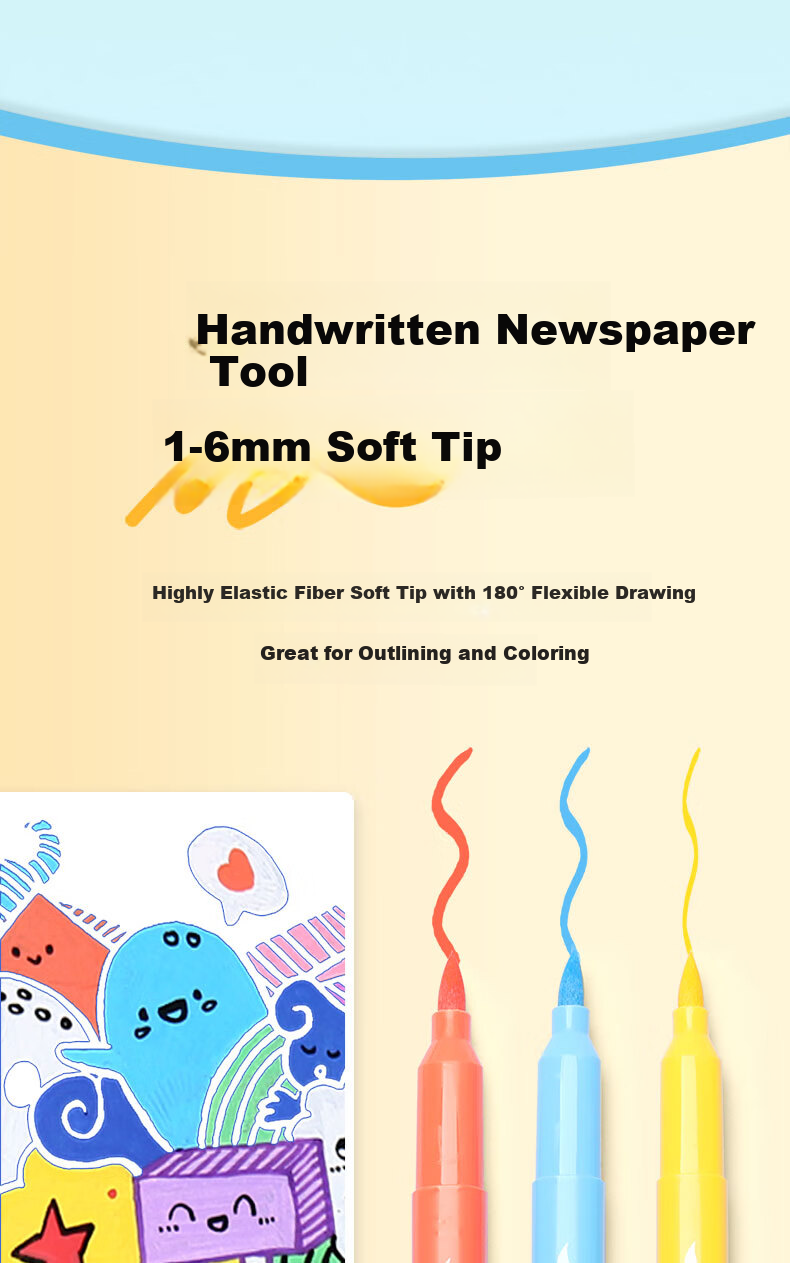 GRASP Soft Tip Acrylic Markers 36 Colors Large Capacity Layerable Watercolor Pens Skin-Friendly Washable Graffiti Drawing Pens Kindergarten Art Children Outdoor Sketching Essentials 12