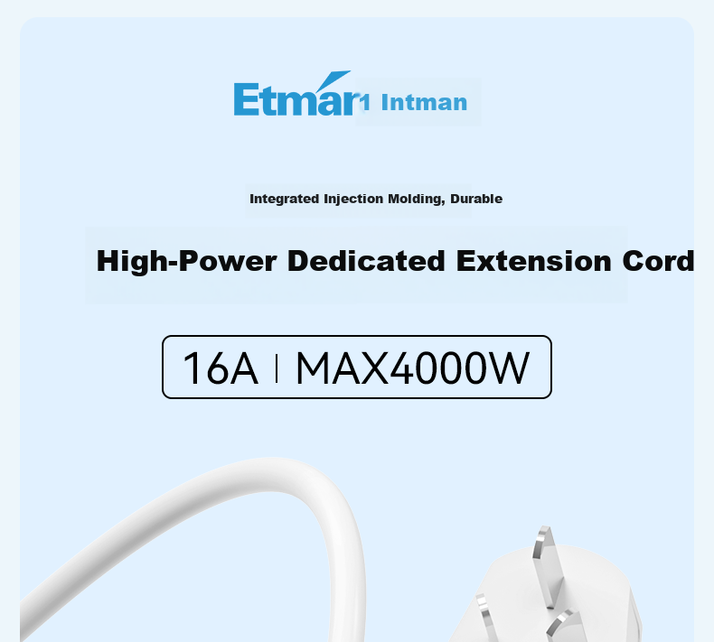 Etman 16A 10-Meter Power Extension Cord / New Energy Charging Cable / Electric Vehicle In-Car Charger Extension Cord / Power Strip with Cord / High-Power Air Conditioner Socket Extension Board 2.5 Square Meters 4